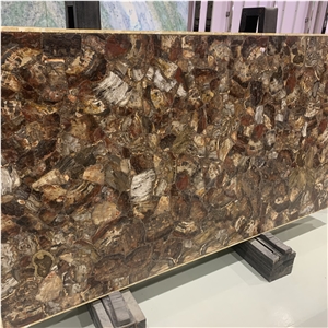 Various Styles Brown Wood Agate Semiprecious Stone Slab