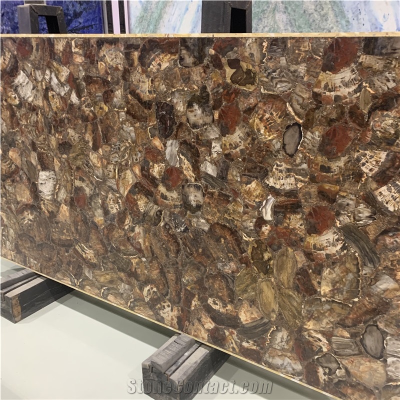 Various Styles Brown Wood Agate Semiprecious Stone Slab