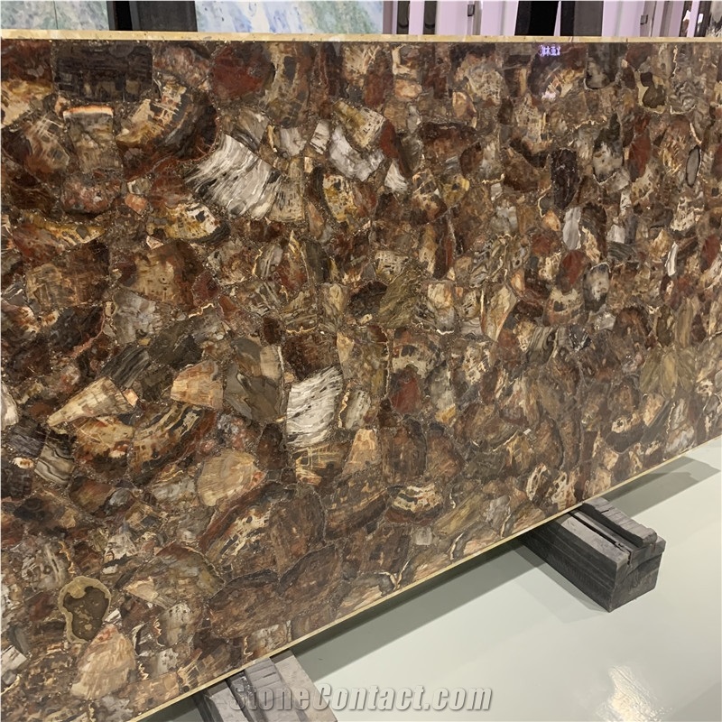 Various Styles Brown Wood Agate Semiprecious Stone Slab