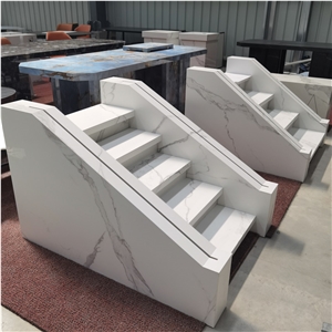 White Sintered Stone Stair Step Tiles For Villa Interior