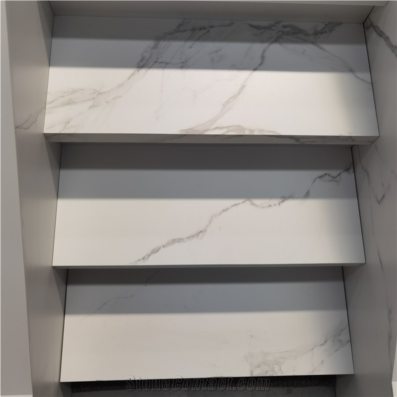 White Sintered Stone Stair Step Tiles For Villa Interior