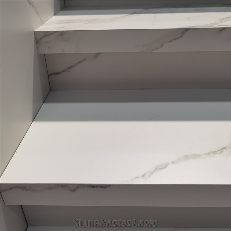 White Sintered Stone Stair Step Tiles For Villa Interior