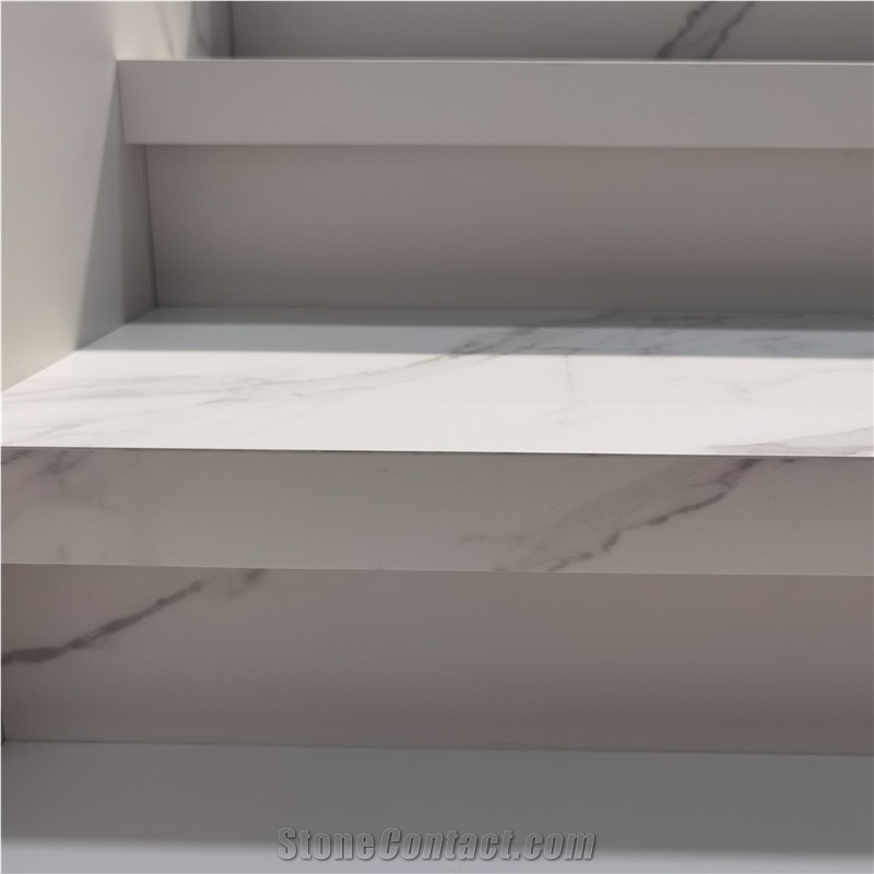 White Sintered Stone Stair Step Tiles For Villa Interior