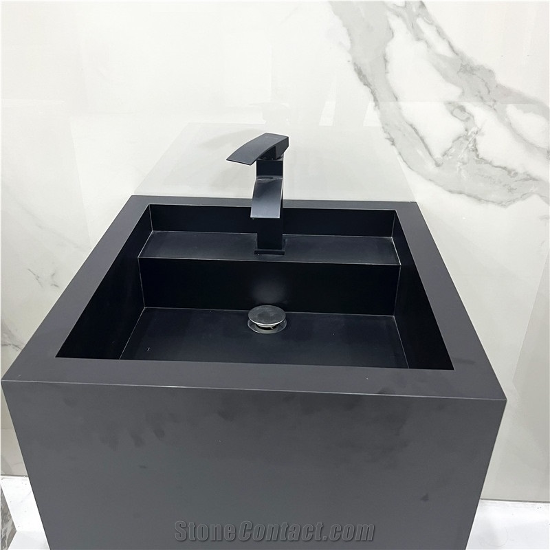 Wholesale Modern Black Porcelain Sink Vanity For Hotel Decor
