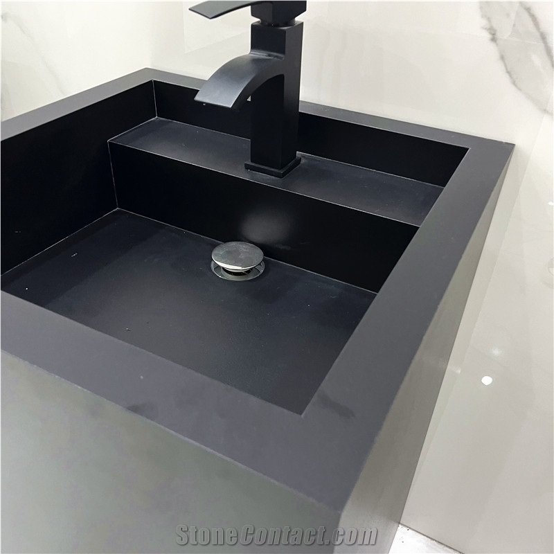 Wholesale Modern Black Porcelain Sink Vanity For Hotel Decor