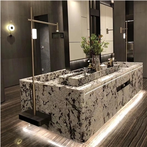 Alaska White Alpinus Black Crystal Granite Slab