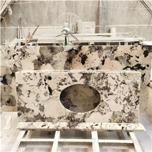 Alaska White Alpinus Black Crystal Granite Slab