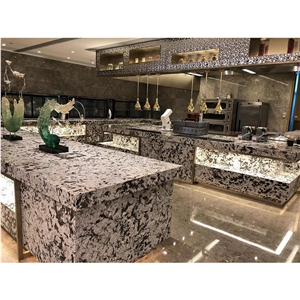 Alaska White Alpinus Black Crystal Granite Slab