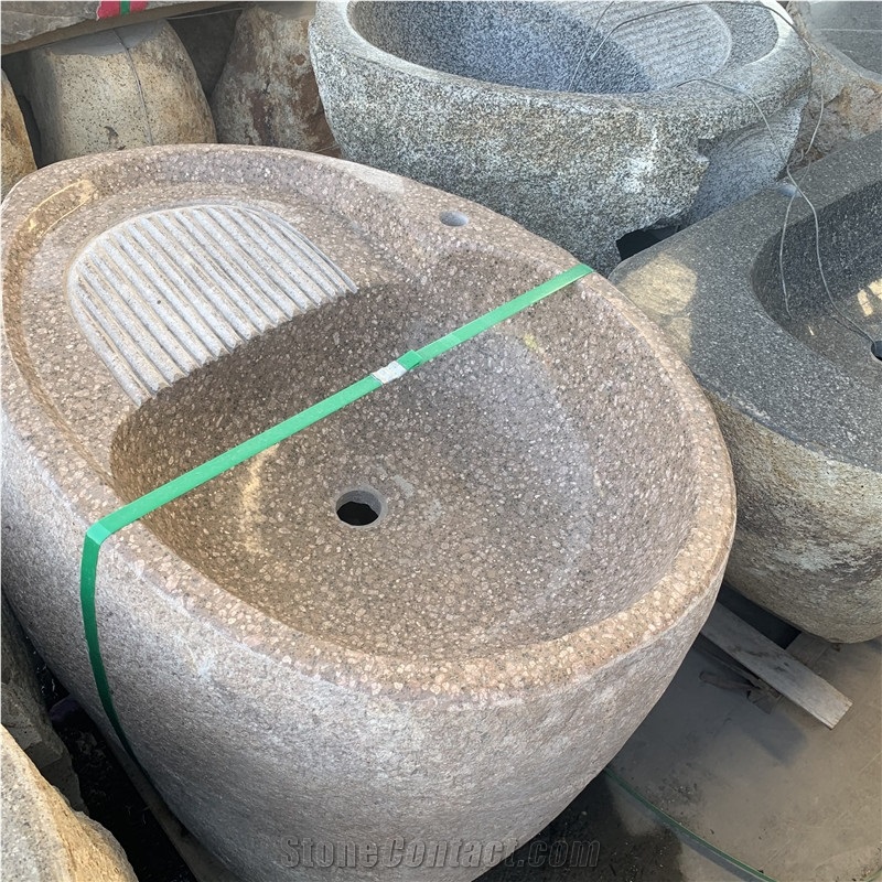 Chinese Granite Stone Laundry Tray Basin Sink With Washboard
