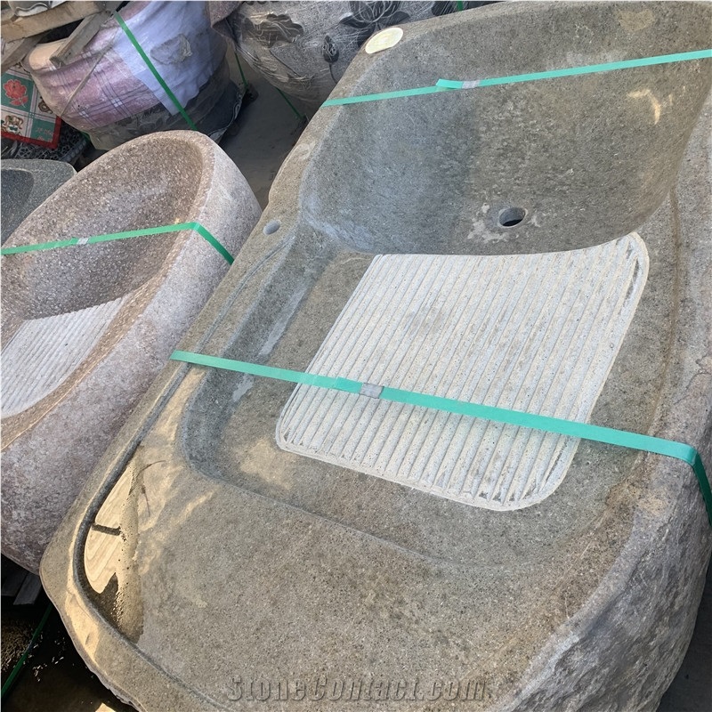Chinese Granite Stone Laundry Tray Basin Sink With Washboard