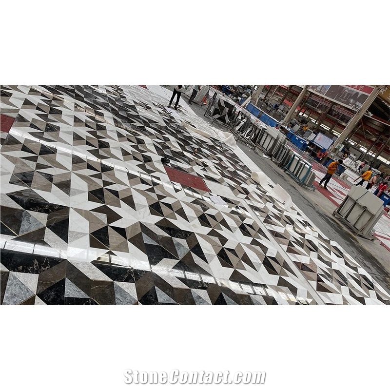 Custom Design Waterjet Medallion For Grand Hotel Floor Tiles