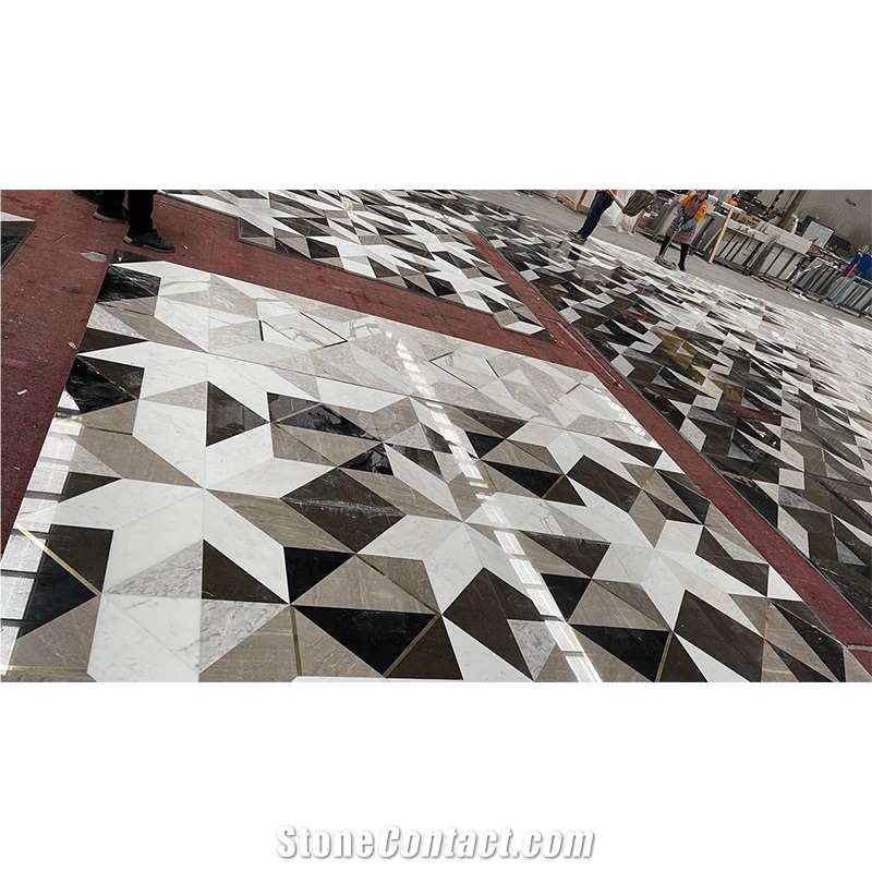 Custom Design Waterjet Medallion For Grand Hotel Floor Tiles