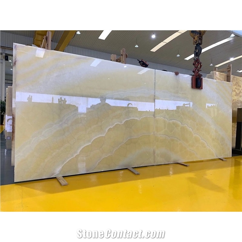 Good Price Translucent Book Matched Orange Yellow Onyx
