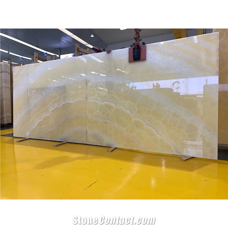 Good Price Translucent Book Matched Orange Yellow Onyx