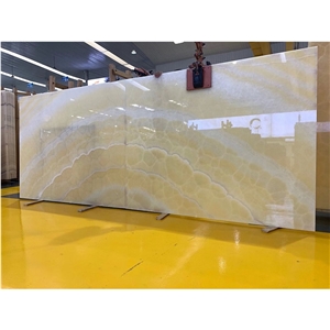 Good Price Translucent Book Matched Orange Yellow Onyx