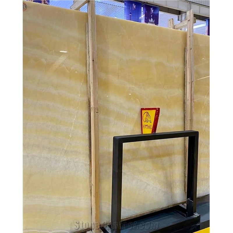 Good Price Translucent Book Matched Orange Yellow Onyx