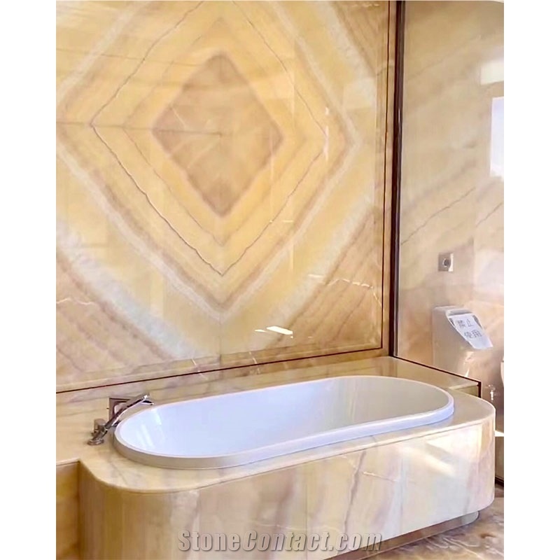 Good Price Translucent Book Matched Orange Yellow Onyx