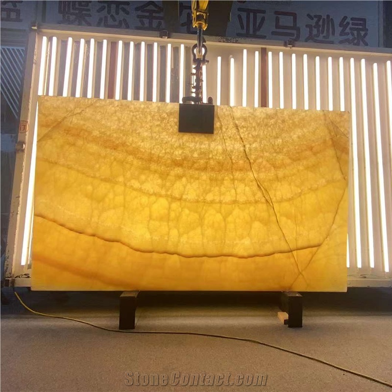 High Quality Polished Backlit Beige Peach Onyx Slab For Wall