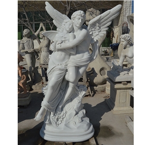 Large Angel White Natural Life-Size Marble Statue
