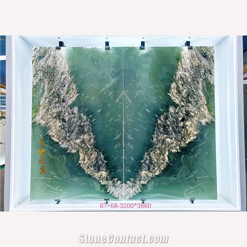 Luxury Royal Amazon Green Quartzite Slab For Background Wall