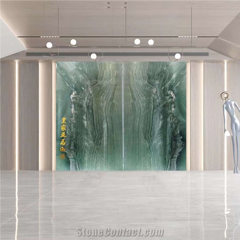 Luxury Royal Amazon Green Quartzite Slab For Background Wall