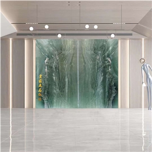Luxury Royal Amazon Green Quartzite Slab For Background Wall