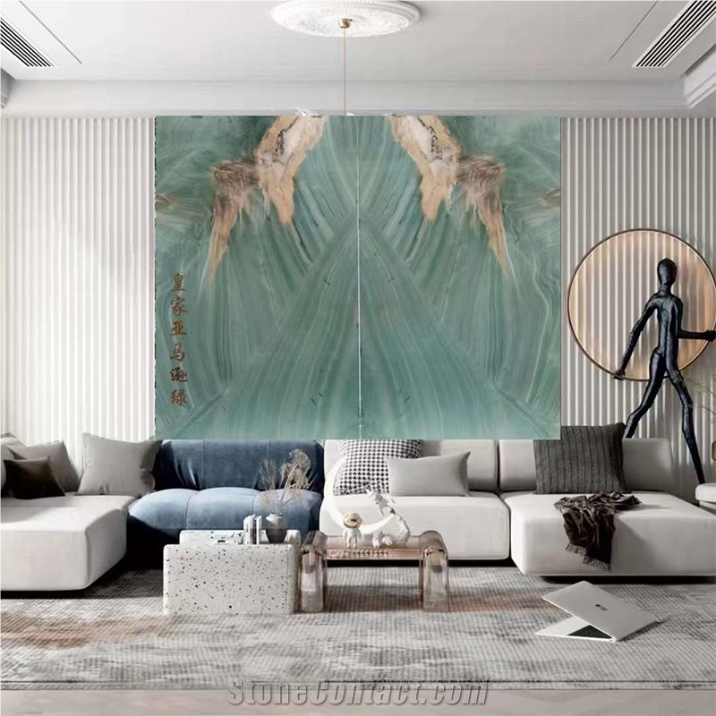 Luxury Royal Amazon Green Quartzite Slab For Background Wall