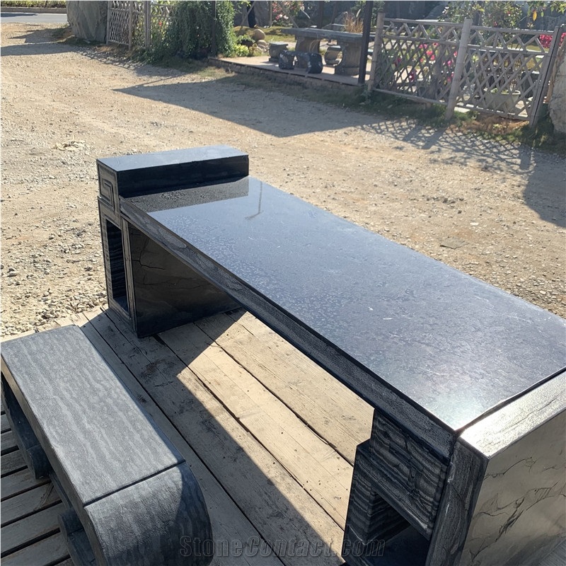 Natural Black Granite Table &Chair Bench For Outdoor Garden