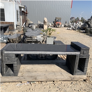 Natural Black Granite Table &Chair Bench For Outdoor Garden
