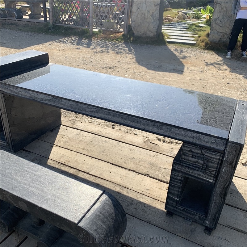 Natural Black Granite Table &Chair Bench For Outdoor Garden