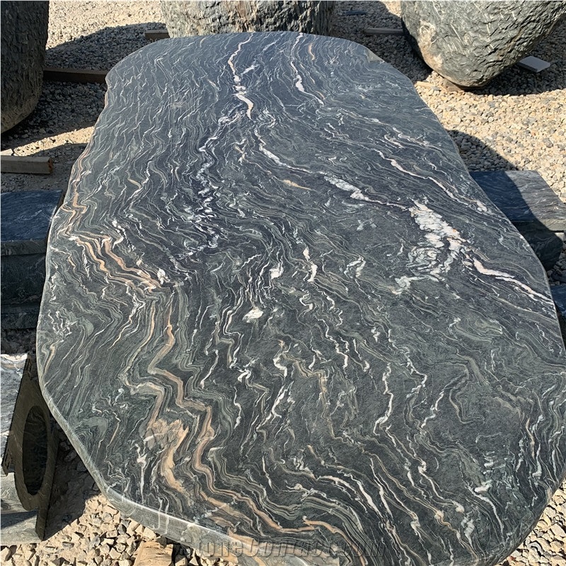 Natural Courtyard Granite Integrated Table & Chair For Home