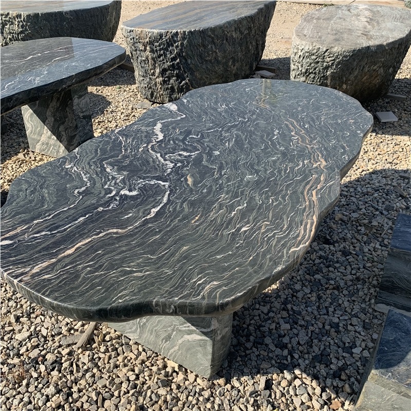 Natural Courtyard Granite Integrated Table & Chair For Home