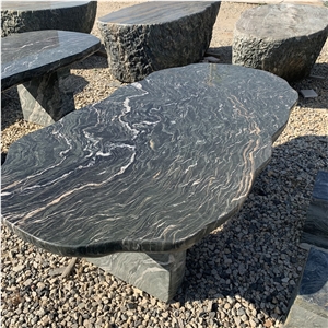 Natural Courtyard Granite Integrated Table & Chair For Home