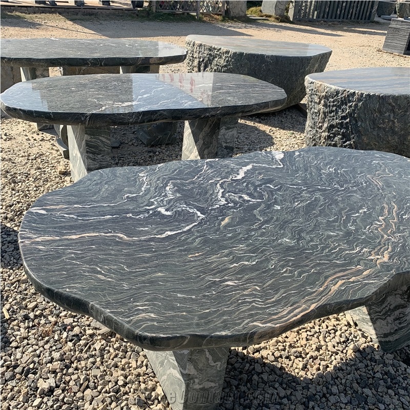 Natural Courtyard Granite Integrated Table & Chair For Home