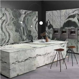 Natural Green Cloud Jade Marble Slab