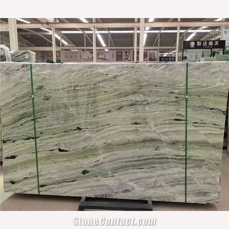 Natural Green Cloud Jade Marble Slab