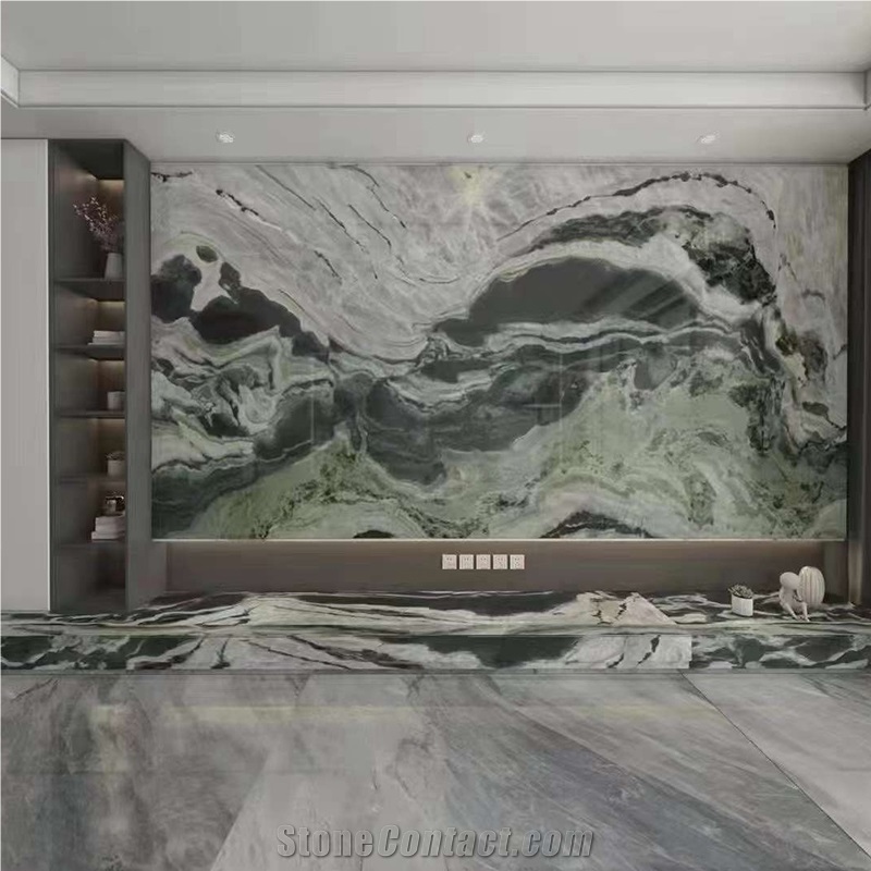 Natural Green Cloud Jade Marble Slab