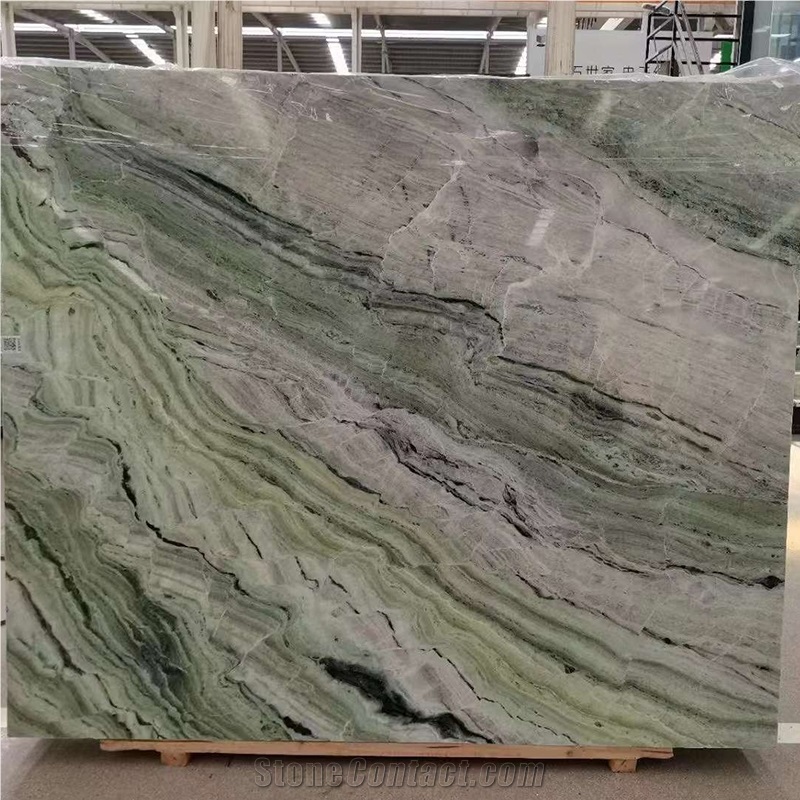 Natural Green Cloud Jade Marble Slab