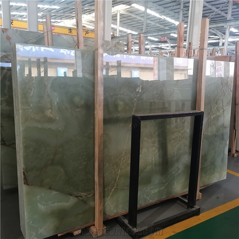 Translucent Light Green Onyx Slab For Interior Floor And Wall