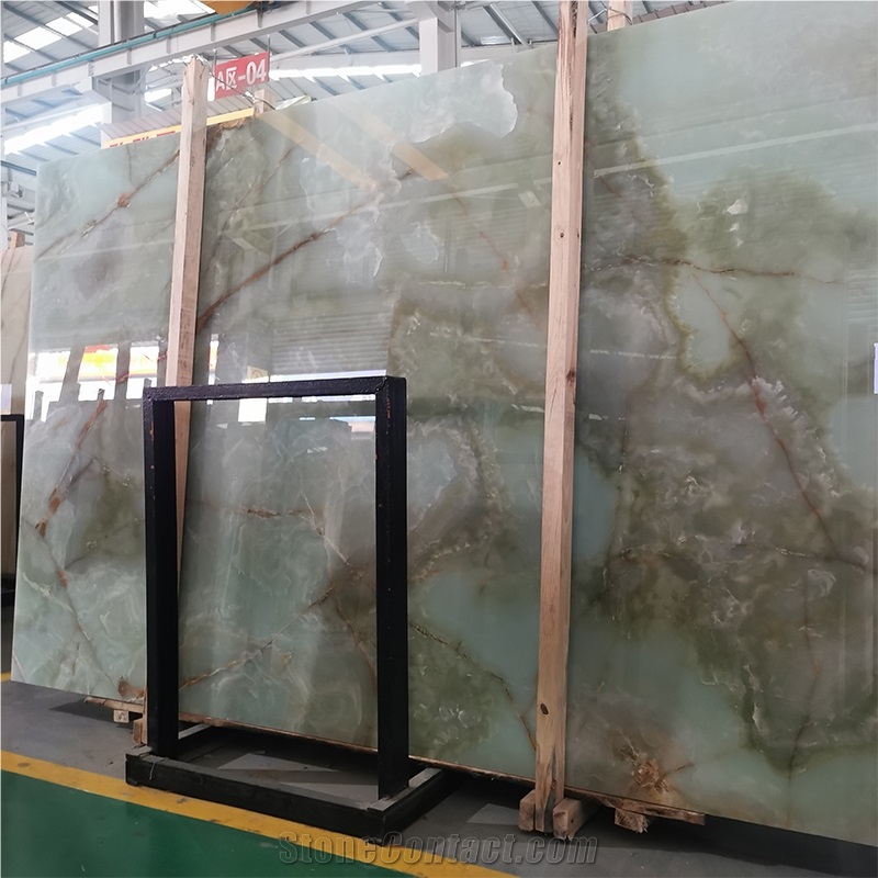 Translucent Light Green Onyx Slab For Interior Floor And Wall