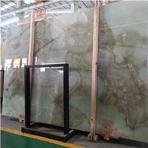 Translucent Light Green Onyx Slab For Interior Floor And Wall