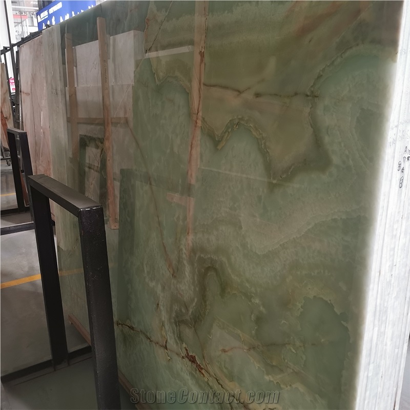 Translucent Light Green Onyx Slab For Interior Floor And Wall