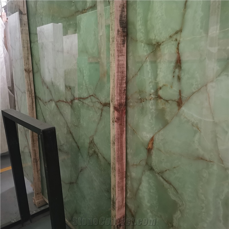 Translucent Light Green Onyx Slab For Interior Floor And Wall