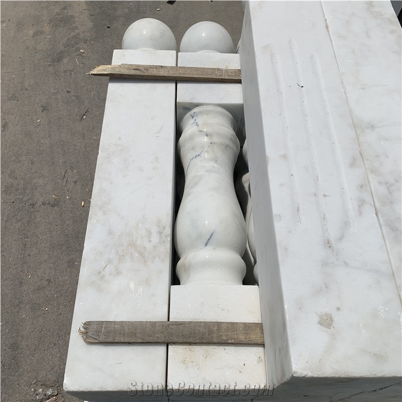 White Marble Natural Stone Baluster Railing For Villa