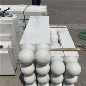 White Marble Natural Stone Baluster Railing For Villa