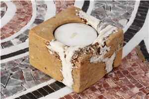 Multicolor Travertine 6X6x4cm Tealight Candle Holder