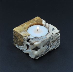Multicolor Travertine 6X6x4cm Tealight Candle Holder