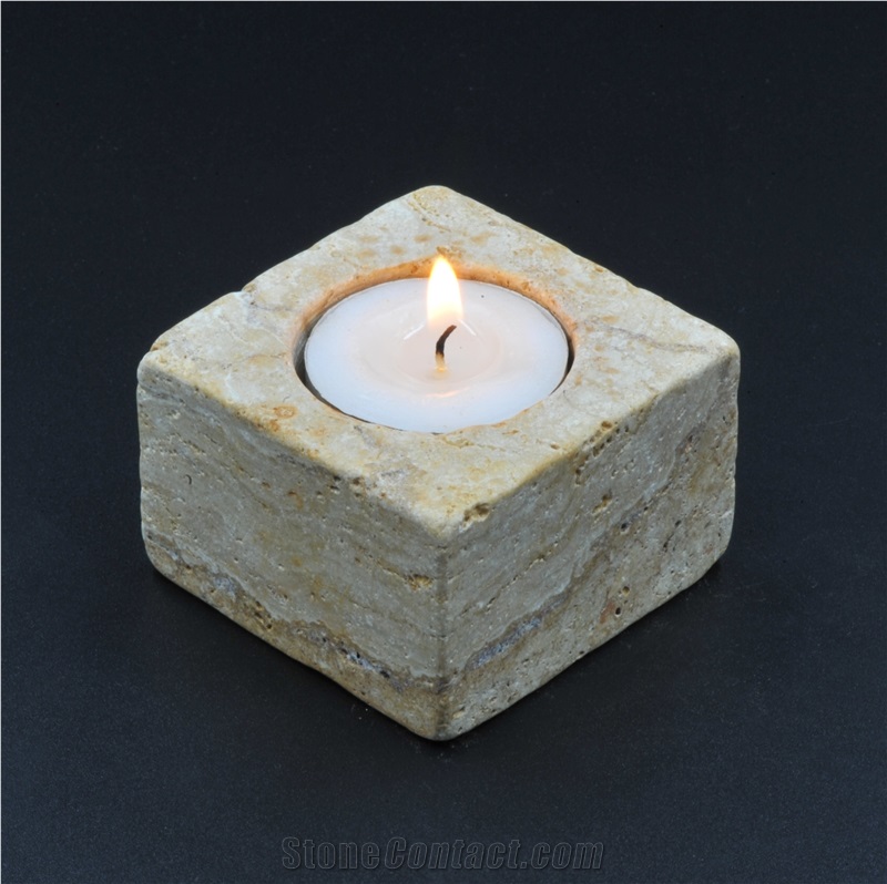 Multicolor Travertine 6X6x4cm Tealight Candle Holder