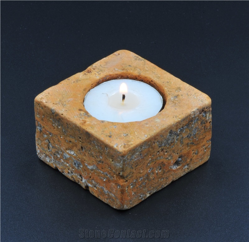 Multicolor Travertine 6X6x4cm Tealight Candle Holder