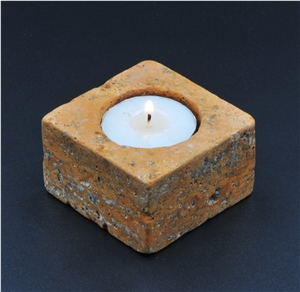 Multicolor Travertine 6X6x4cm Tealight Candle Holder
